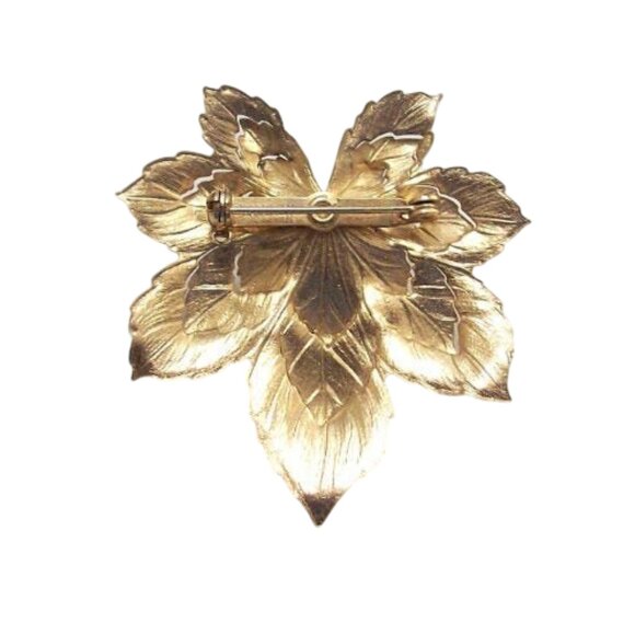 Sarah Coventry Maple Leaf Three Layered Pin Brooch Gold Tone - Picture 3 of 5